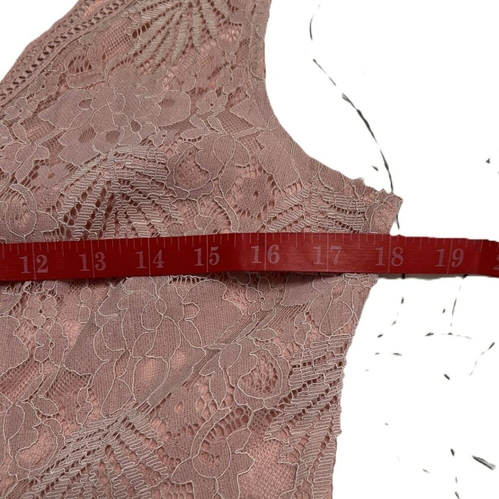 NWT VEIISAR Rose-colored Elegant V-neck A-Line Cocktail Dress Lace Overlay Large - Picture 10 of 13